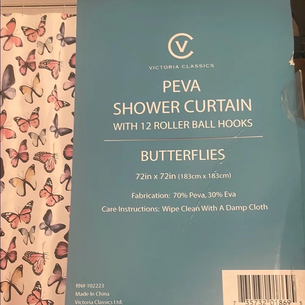 Pink and Black Butterfly Shower Curtain
